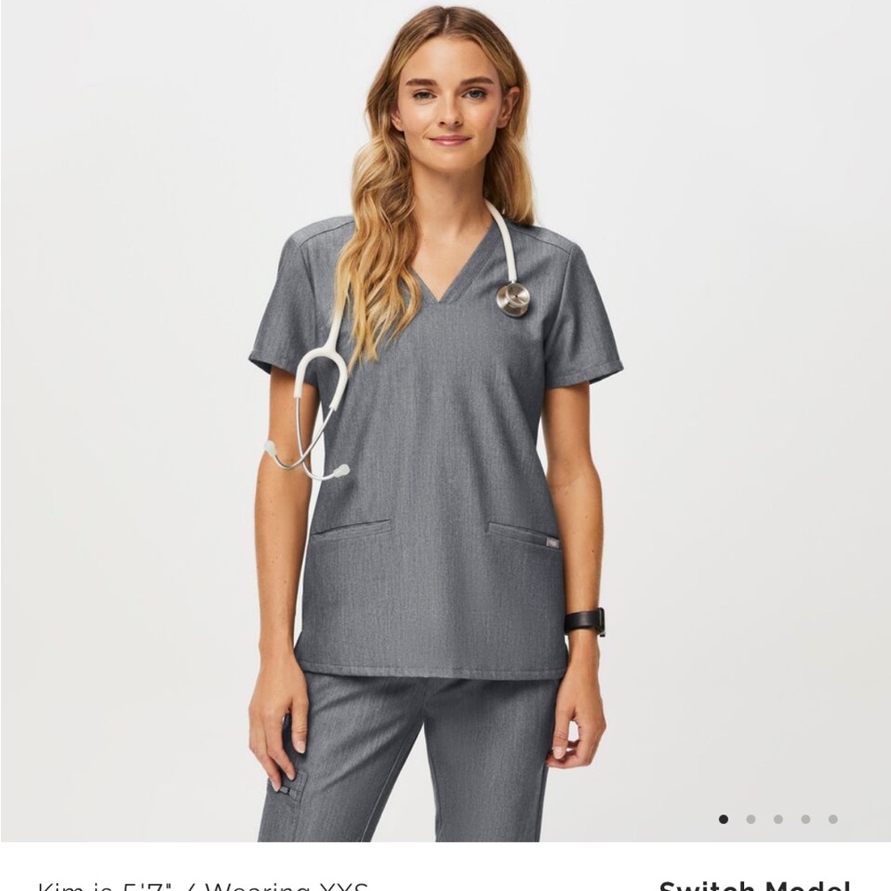 Figs charcoal grey scrub top!